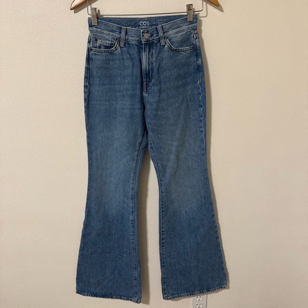 Cos High Rise Relaxed Bootcut Jeans Medium Indigo Full Length Cotton Denim24